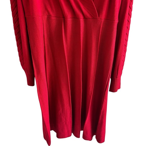 Dress Barn Sweater Dress 1X Red Pullover Long Sleeve Midi Holiday Party Festive - Picture 4 of 16
